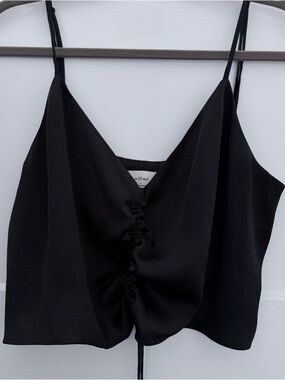 Wilfred Satin Ruched Cropped Camisole Black Size L | Aritzia Tie Front Crop Top